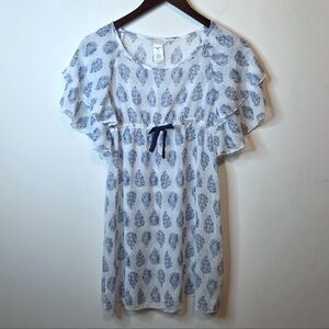 Tommy Bahama Kids Blue White Sheer Tunic Empire Waist Coverup Beach Size 16